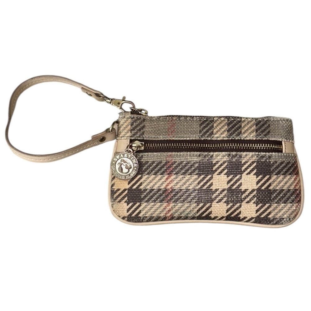 Spartina 449 Wymberly Plaid Linen & Leather Wristlet Clutch